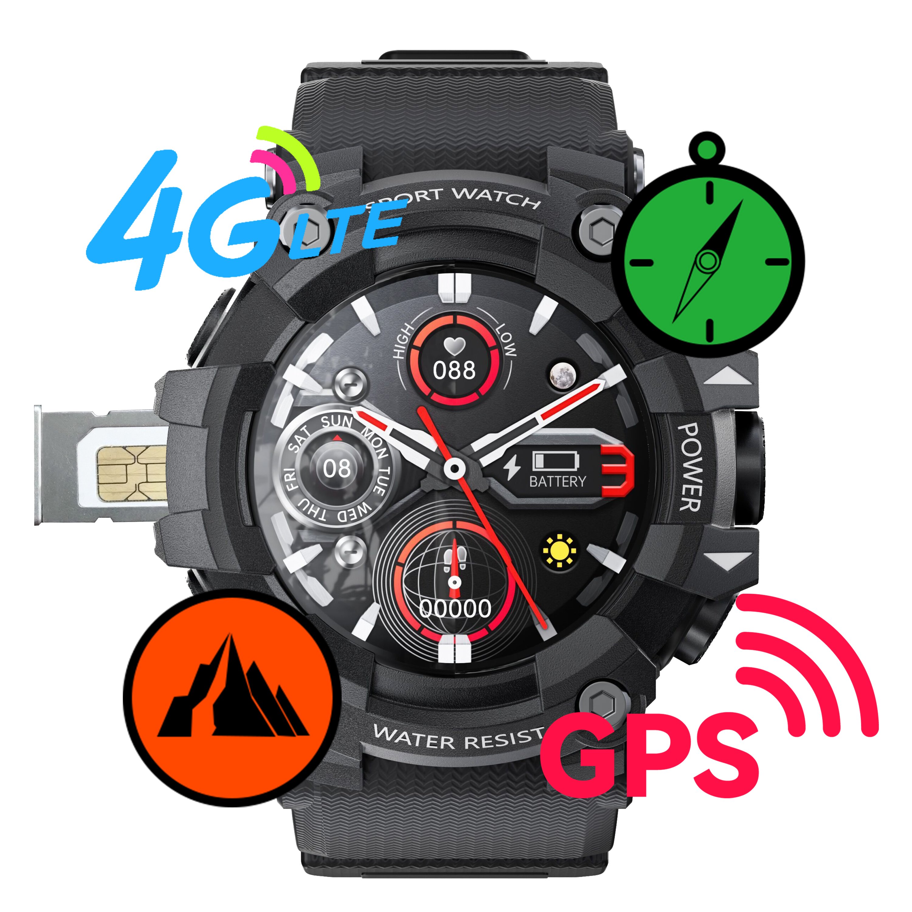 Custom Logo 4G GPS Smartwatch Compass Altitude Meter Sports Heart Rate Sleep Android IP67 Waterproof Skmei S231 Smart Watch