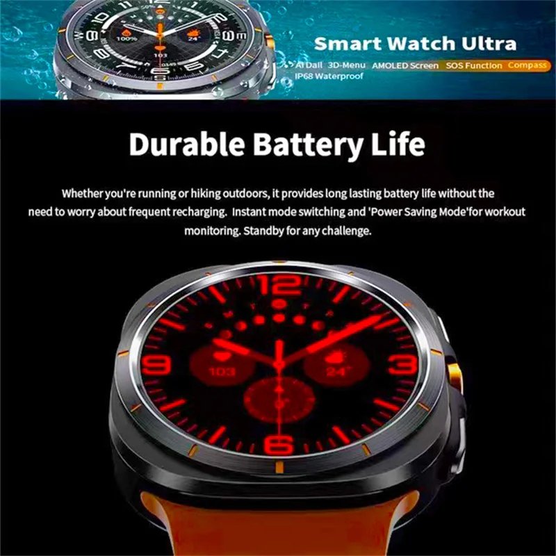 2024 New W7 Smart Watch 1.43-inch AMOLED Multi-sport Mode BT Calling Message Reminder Health Monitoring Leisure Smart Watch