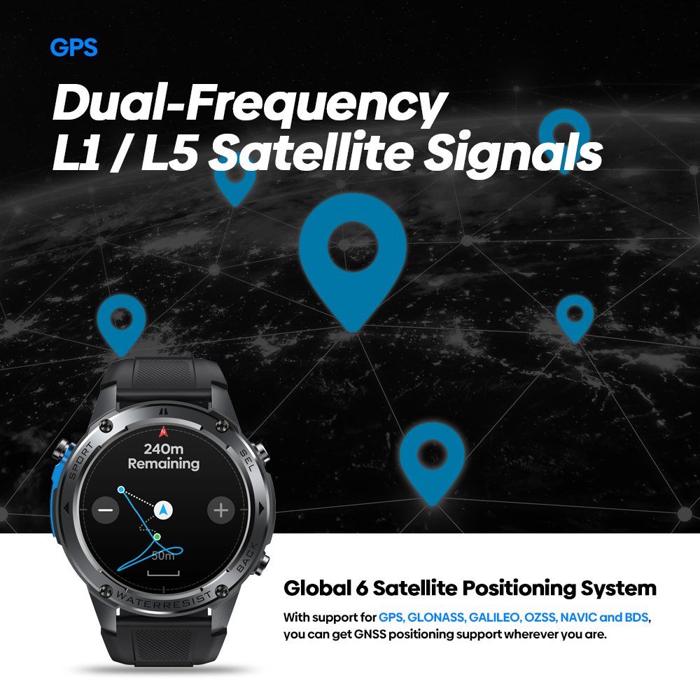 New Zeblaze Stratos 2 Ultra GPS Smart Watch Built-in Dual-band GNSS Compass Barometric Altimeter 10 ATM Voice Calling Smartwatch