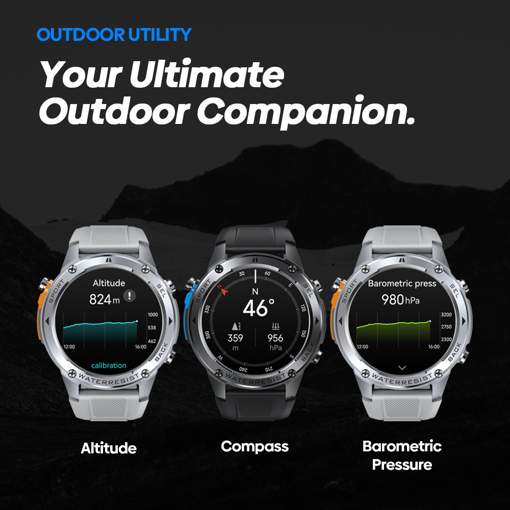 New Zeblaze Stratos 2 Ultra GPS Smart Watch Built-in Dual-band GNSS Compass Barometric Altimeter 10 ATM Voice Calling Smartwatch