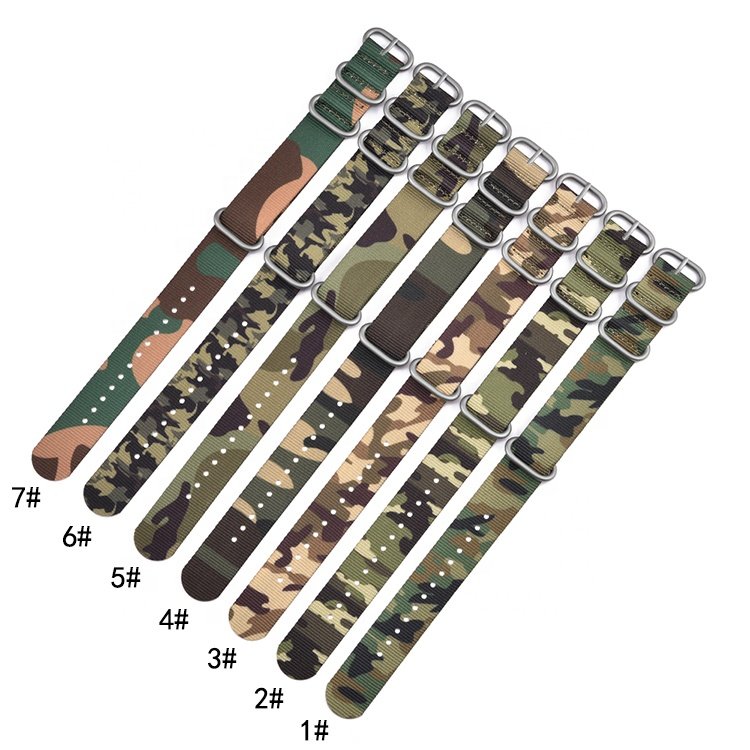 One Piece Camouflage Watch Belt Nylon Watch Band 20mm 22mm