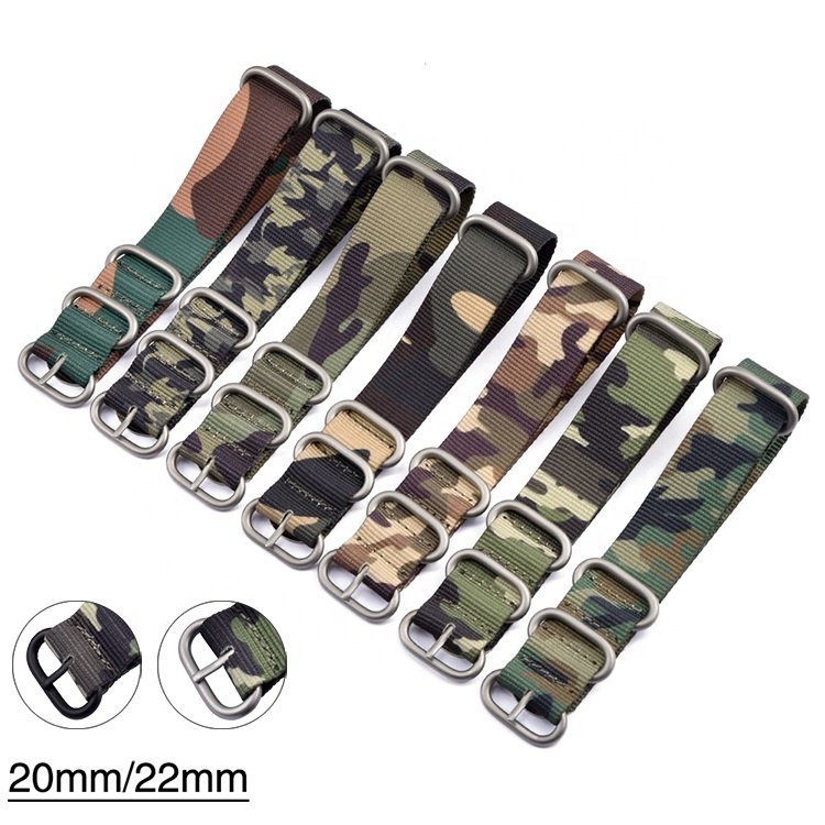 One Piece Camouflage Watch Belt Nylon Watch Band 20mm 22mm