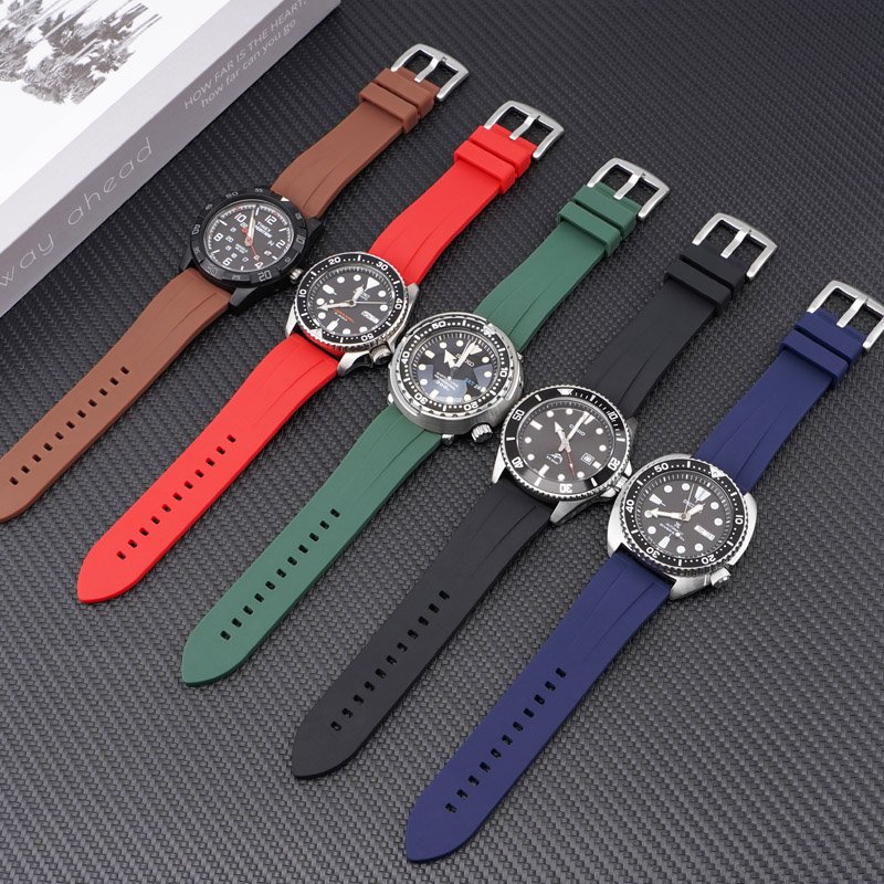 Custom Logo 20mm 22mm 24mm Silicone Quick Release Soft Rubber Curved Replacement Watch Bands Smartwatch Strap
