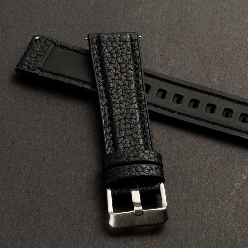Genuine Leather with silicone watch strap 20mm 22mm smart Watch Band top layer leather watch strap