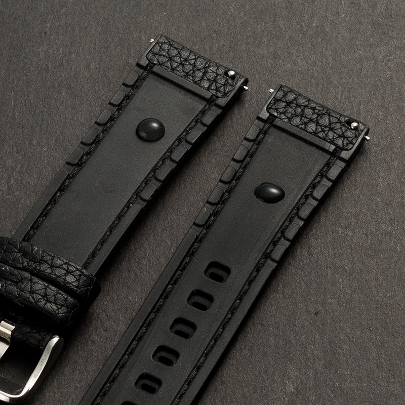 Genuine Leather with silicone watch strap 20mm 22mm smart Watch Band top layer leather watch strap