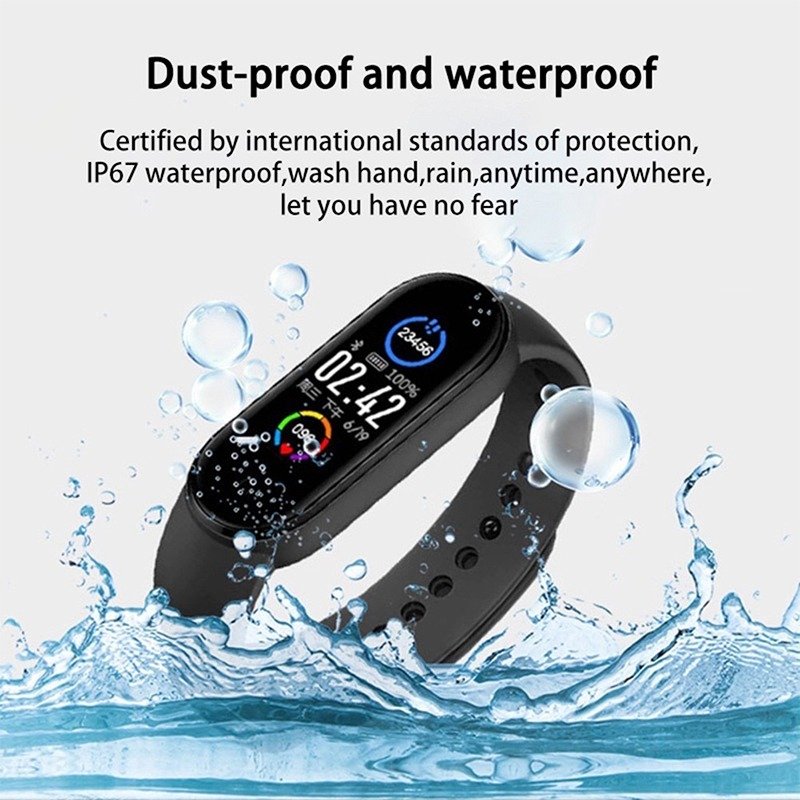 2024 M6 Smart Band Watch Analog Watch Bracelet Wristband Fitness Tracker Blood Pressure Heart Rate BP Monitor Waterproof Watches