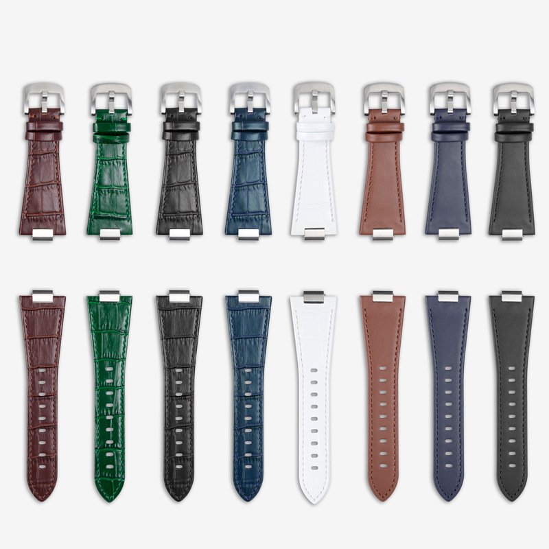 Retro Bamboo Pattern Smart Leather Watch Strap Quick Release 26*12mm Crocodile Prx Genuine Leather Watch Bands With Adjust Tool