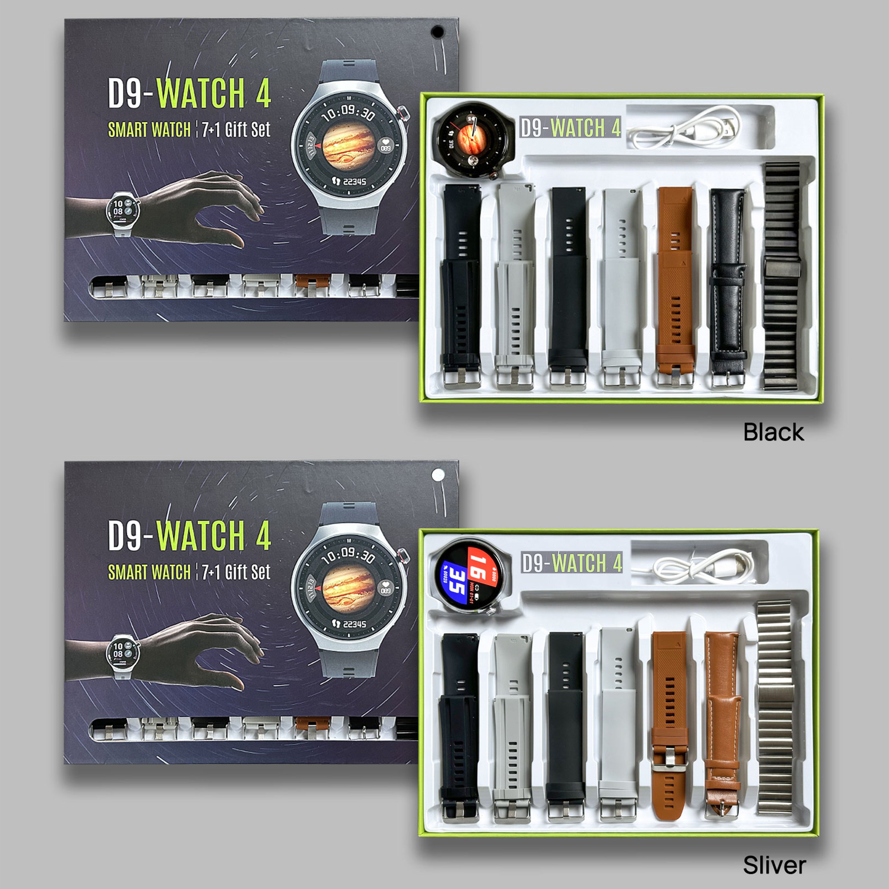 High Quality 7in 1 set 2.1 inch i70 Suit Sports Men Watch Ultra D9- Watch4 Dual Smart Watches with 7 Straps Smartwatch