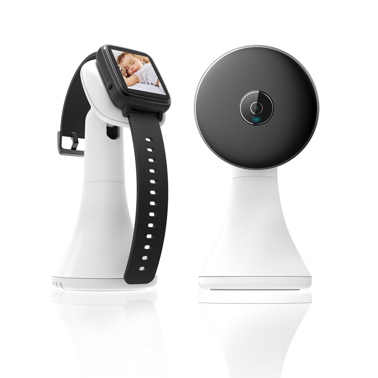 Smart Watch Portable Baby Monitor 1.5 inch LCD Monitors Wireless Wrist Camera Intercom Temperature Display Music Night Vision