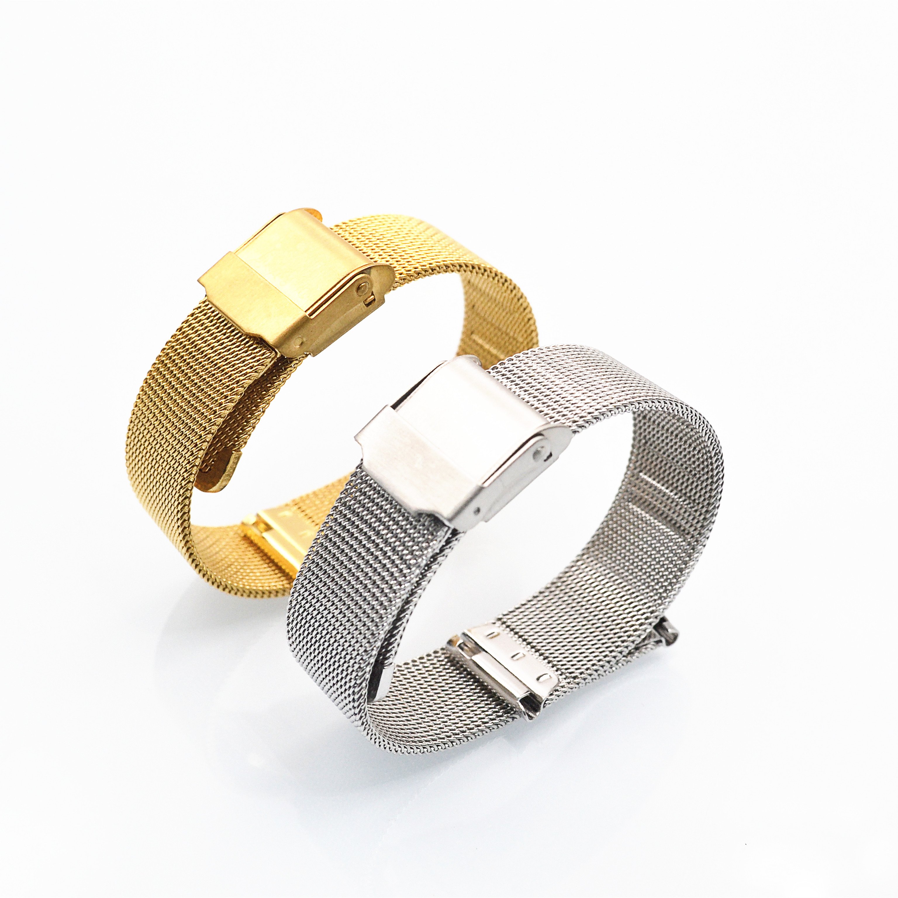 New product 0.4mm wire black stainless steel mesh watch band with safty buckle for smart bracelet smart watch 14 - 22mm