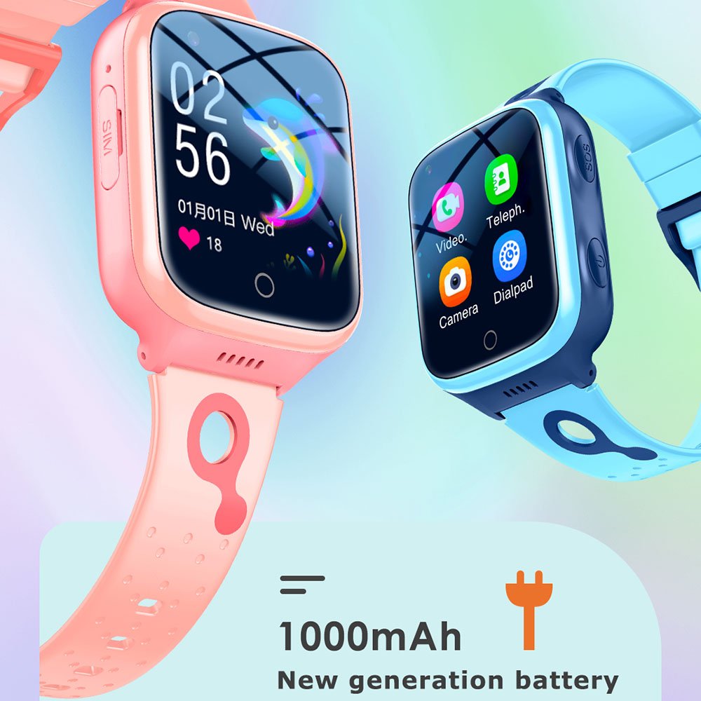Long standby time smart watch K9 4G GPS tracking device for boys and girls HD video call 1000mAh battery SOS smartwatch kids