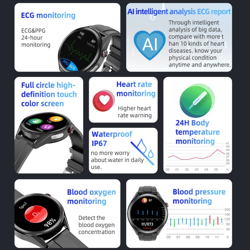 Body Temperature Wristband Smart Watch Ip67 Waterproof Sports Fitness W10 Smart Watch