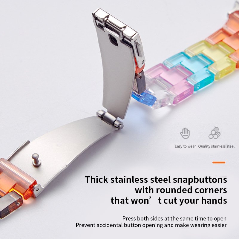 HMJ Replacement Strap Stainless Steel Buckle Smart Watch Band Acrylic Watch Strap For Apple Watch