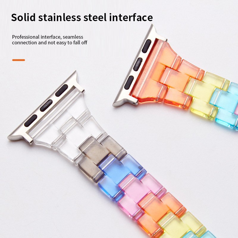 HMJ Replacement Strap Stainless Steel Buckle Smart Watch Band Acrylic Watch Strap For Apple Watch