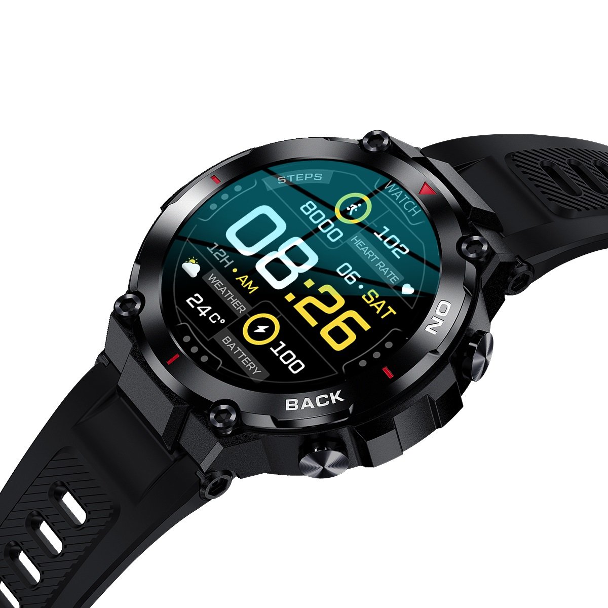 K37 GPS Smart Watch Men 1.32IPS 480mAh Fitness Tracker 24/7 Heart Rate IP68 Waterproof Blood ox Outdoor Sport Smartwatch
