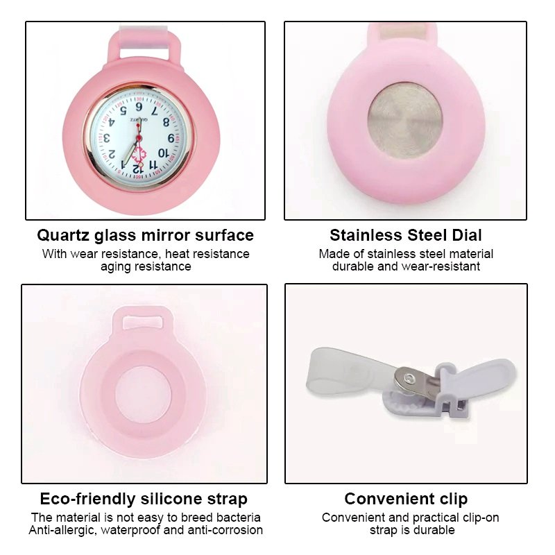 Medicine Health Care Nurse Doctor Hospital Medical Students Solid Silicone Clips On Simple FOB Hang Pocket Watches Clock Gifts