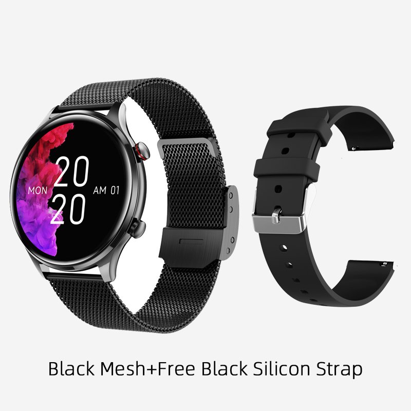 New Smart Watch AK50 for Women, Gold Black Silver Thin Watch Case Two Straps 1.32inch Display Phone Calls Message Push Health