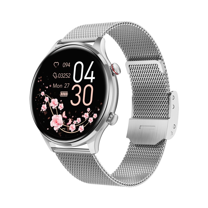 New Smart Watch AK50 for Women, Gold Black Silver Thin Watch Case Two Straps 1.32inch Display Phone Calls Message Push Health
