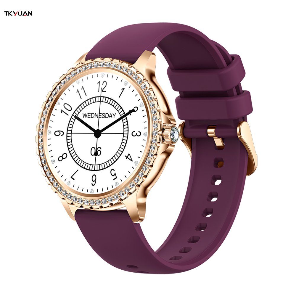 TKYUAN Top Selling Ladies Smartwatch Fitness Sport Heart Rate Blood Oxygen Monitoring Steel Strap Round Smart Watch for Women