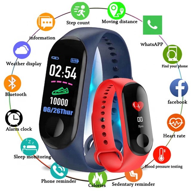 New style fashion Heart rate monitor pedometer blood pressure fitness tracker cheap m3 smart watch band bracelet