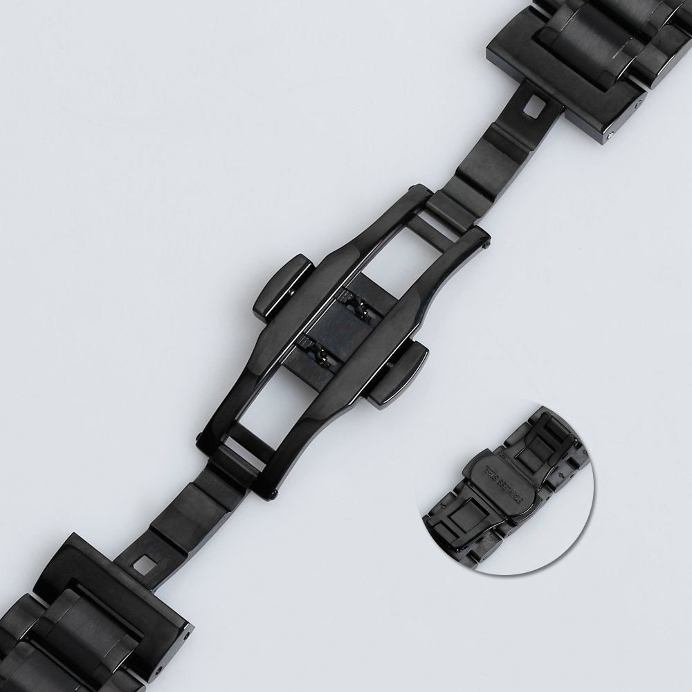 Luxury Black Metal stainless steel watch band Wrist Watch Bracelet suitable for smart watch series 7 6 5 4 3 2 1