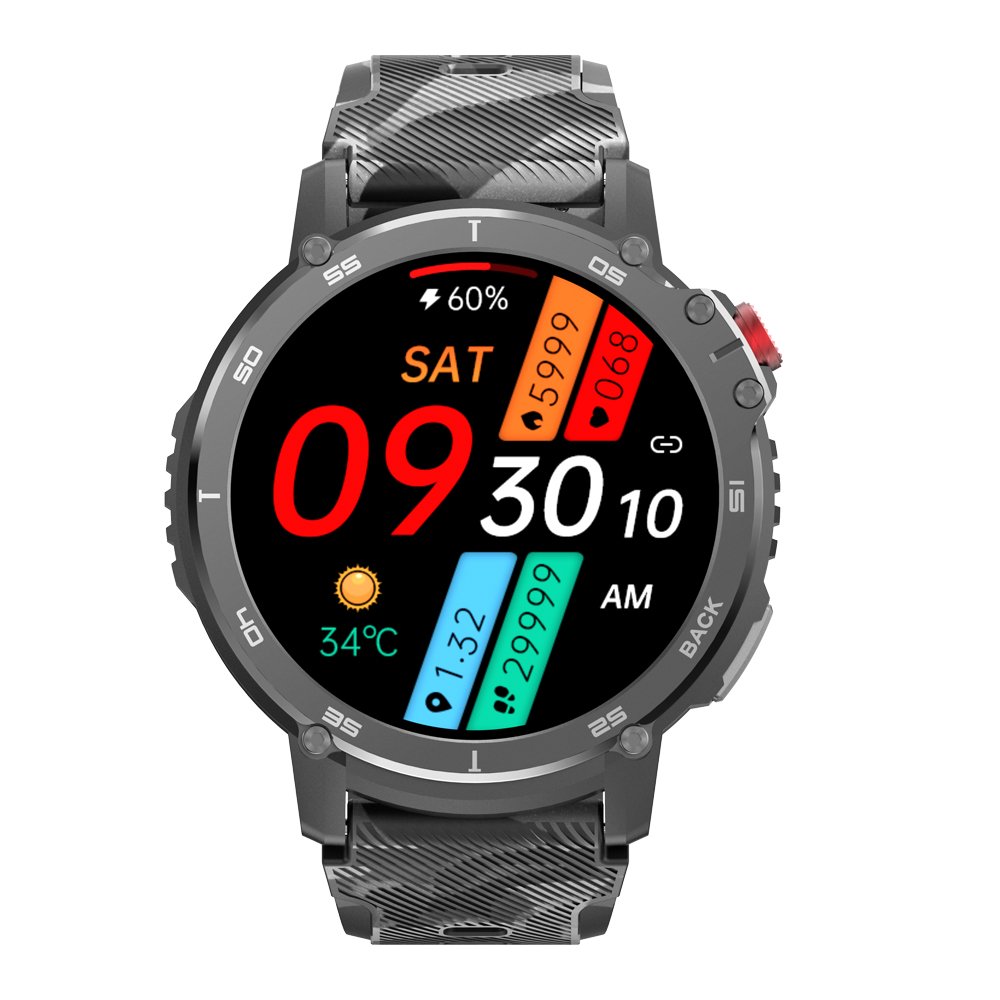 C22 outdoor Smart watch 2023 for Men's IP68 waterproof sports BT call 1.6 inch local music 400mah 1G+4G Round Smart watch