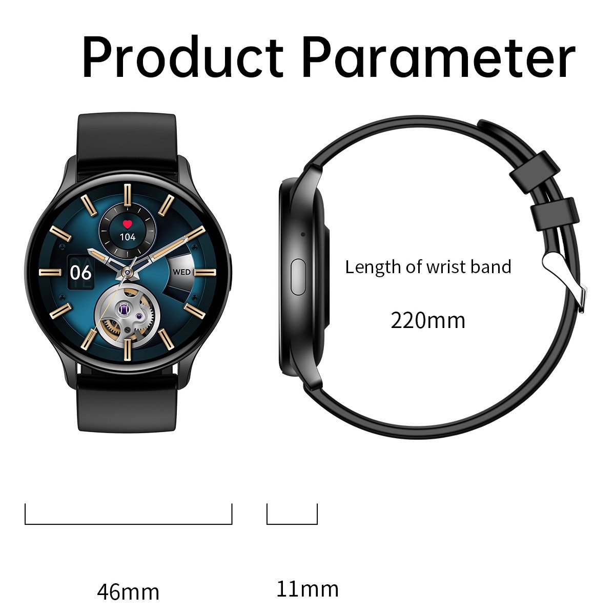 Maxtop Fashion Round AMOLED Smartwatch Calling Function Android Smart Watch Mens Waterproof Touch Sport Fitness Smart Watches