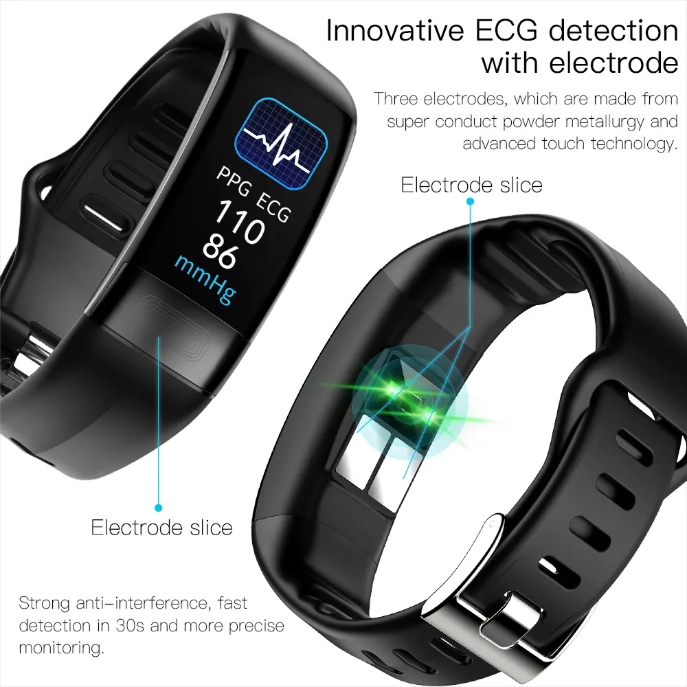 P11 Plus Smart Bracelet Body Temperature Monitoring Smart Wristband ECG PPG Smart Watch Heart Rate Blood Pressure Bracelet