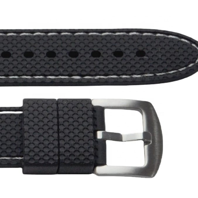 JD006 White Silicone Watch Bands Bracelet 18-22mm Water Resistant Wristband Classic Stitch Design Smart Watch Straps 20mm Size