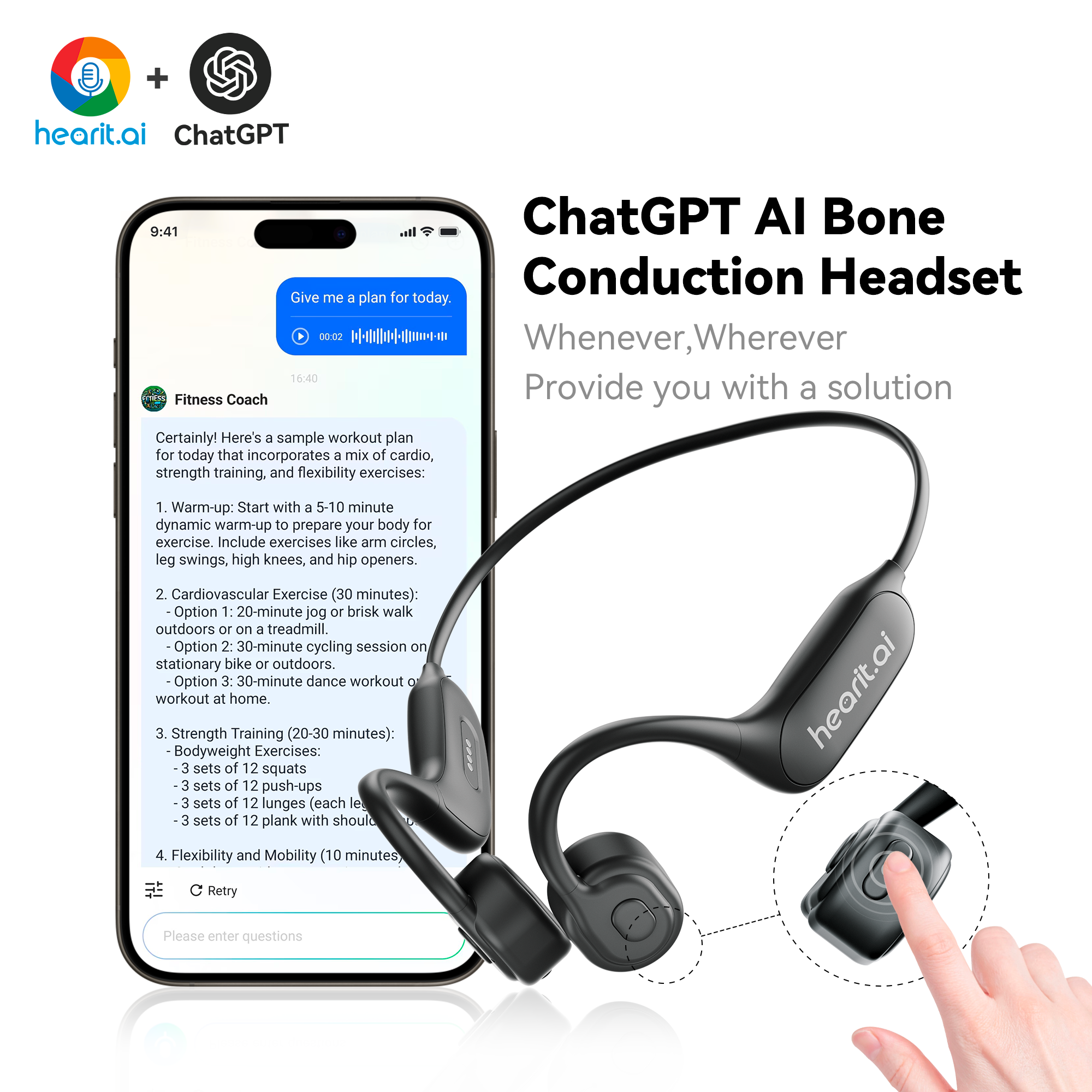 Smart Conversation Ear Wearables Headset Smart Voice Assistant Speaker Earphones Headphones Intelligent Voice Earpieces
