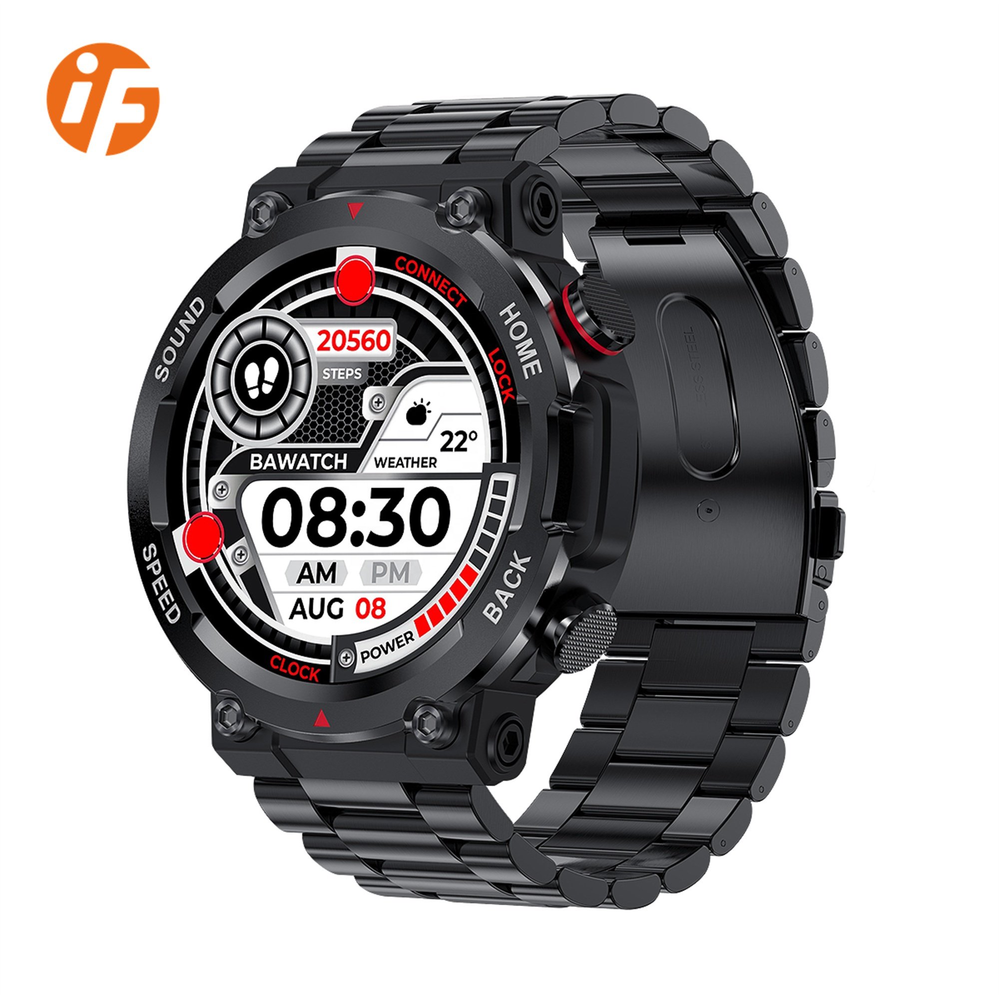 INNOFOVO Outdoor I96 Smartwatch 2023 Stainless Steel Reloj Rugged BT Smart Watch
