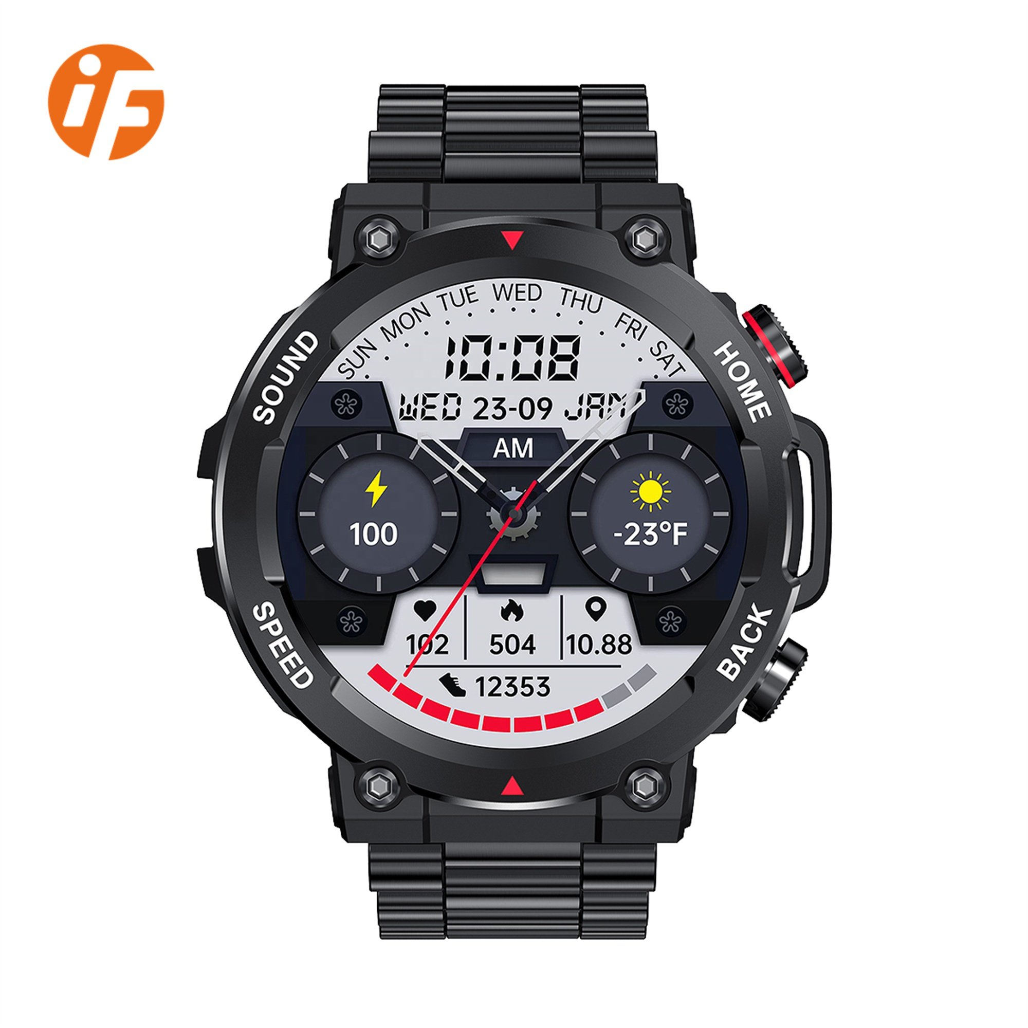 INNOFOVO Outdoor I96 Smartwatch 2023 Stainless Steel Reloj Rugged BT Smart Watch