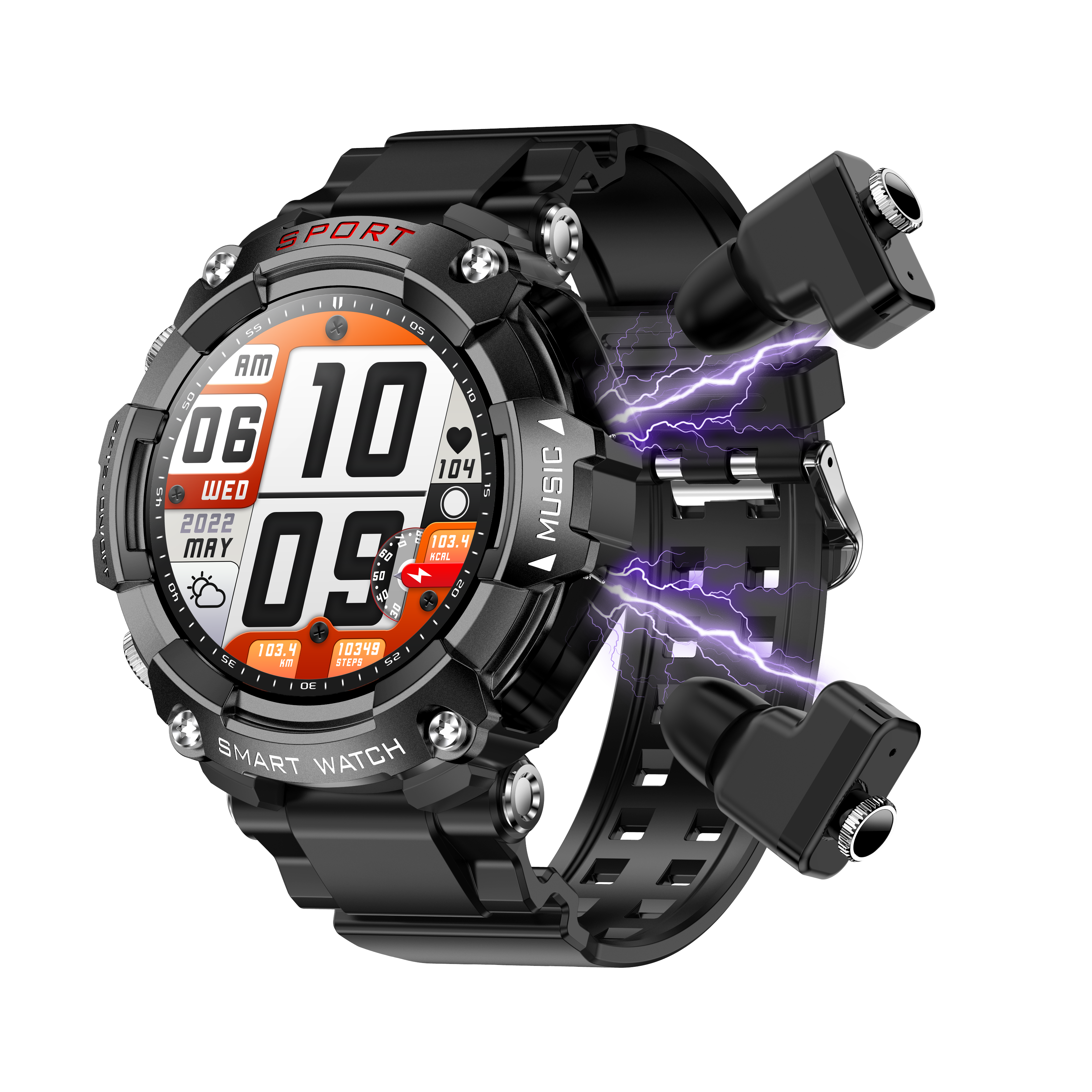 2023 New T96 Smartwatch Con Auriculares TWS With wireless Headphones earphones 400Mah 1.52 Inch Tft 32mb 2 In 1 Smart Watch