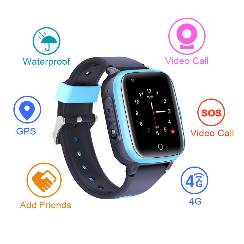 Kids Watch 4G Talk Waterproof Touch Screen Sos Location Tracking Wearable Smart Watch Multiple Intellectual Development Games