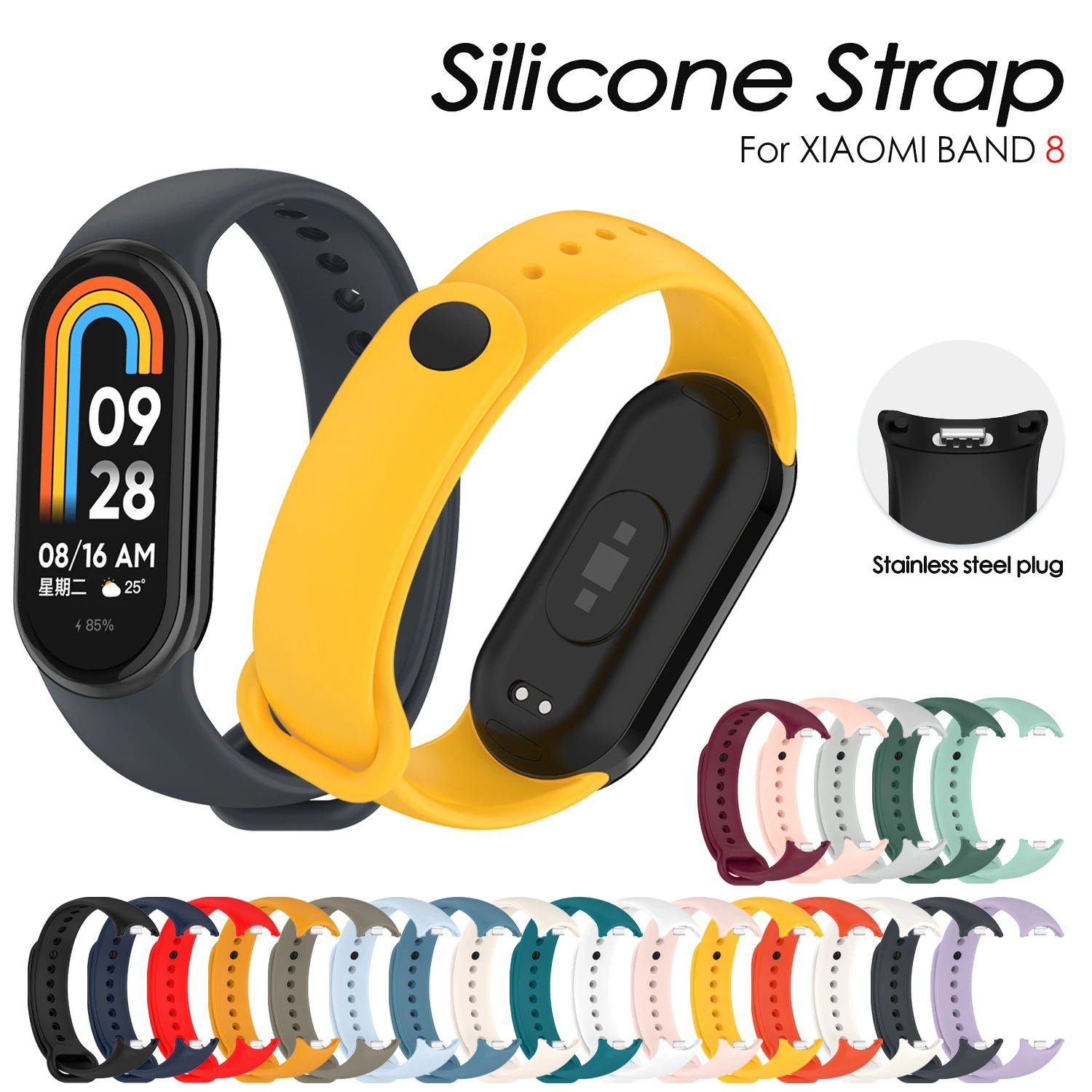 Tschick Colorful Silicone Strap For Xiaomi Band 8 9 Bracelet Smart Watch Replacement Wristband for mi band 8 9 Strap