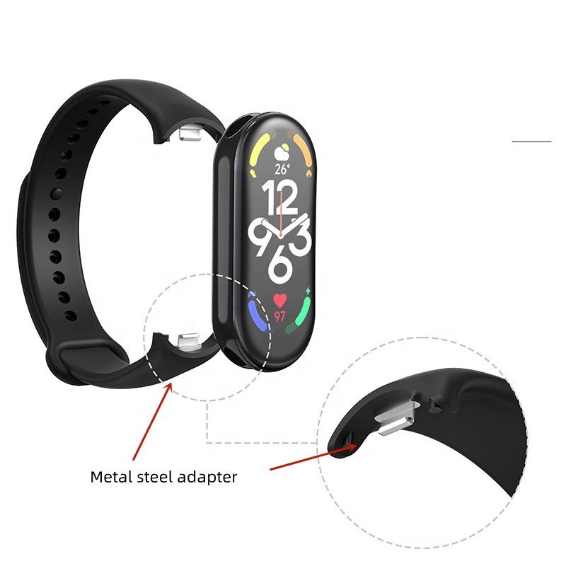 Silicone Sports Smart Watch Bracelet Replacement Wristband Metal Adapter Connector for Xiaomi Mi Band 8 Strap