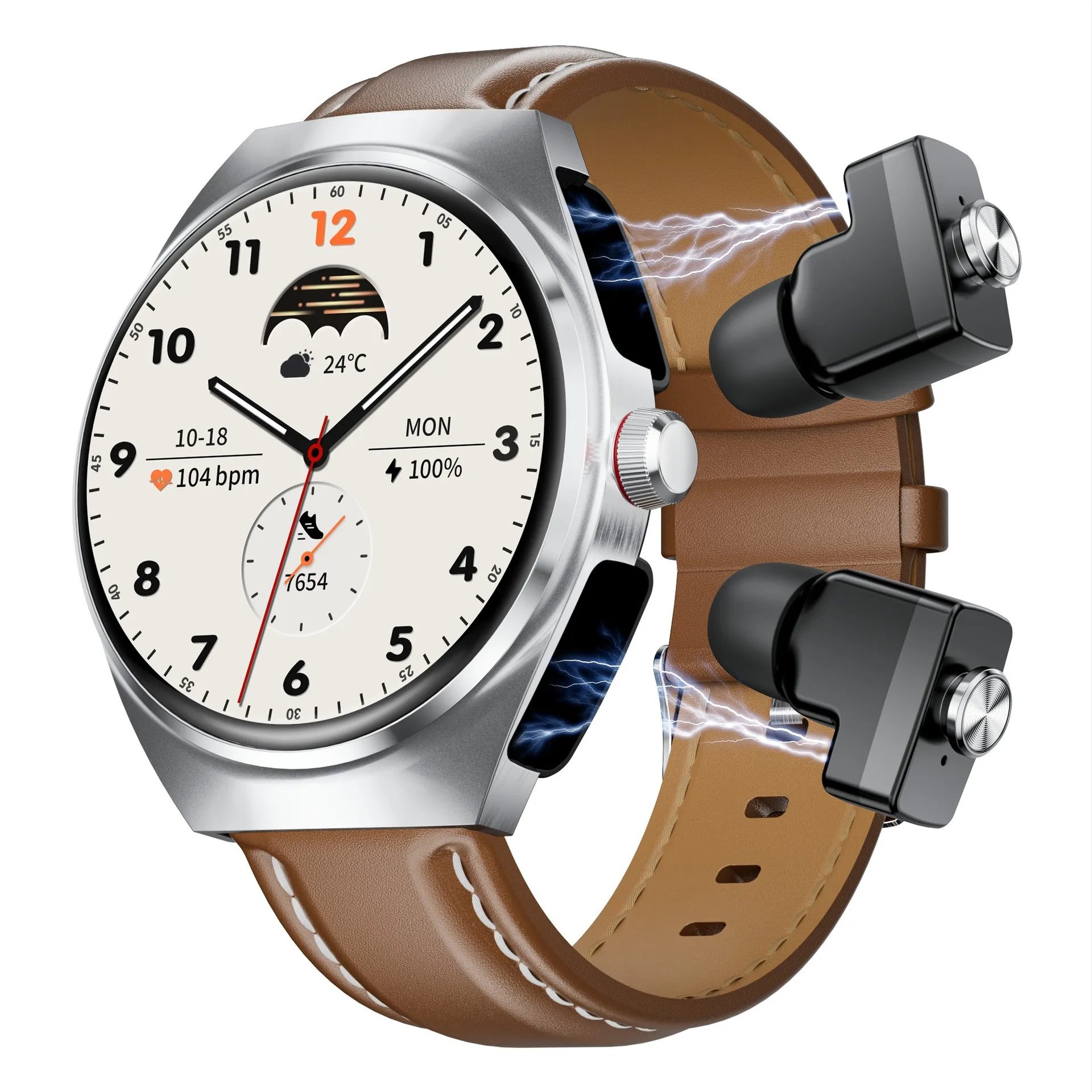 2024 Smart Watch TWS 2-in-1 Headset Heart Rate Blood Pressure Health Monitoring Headphones Play Music