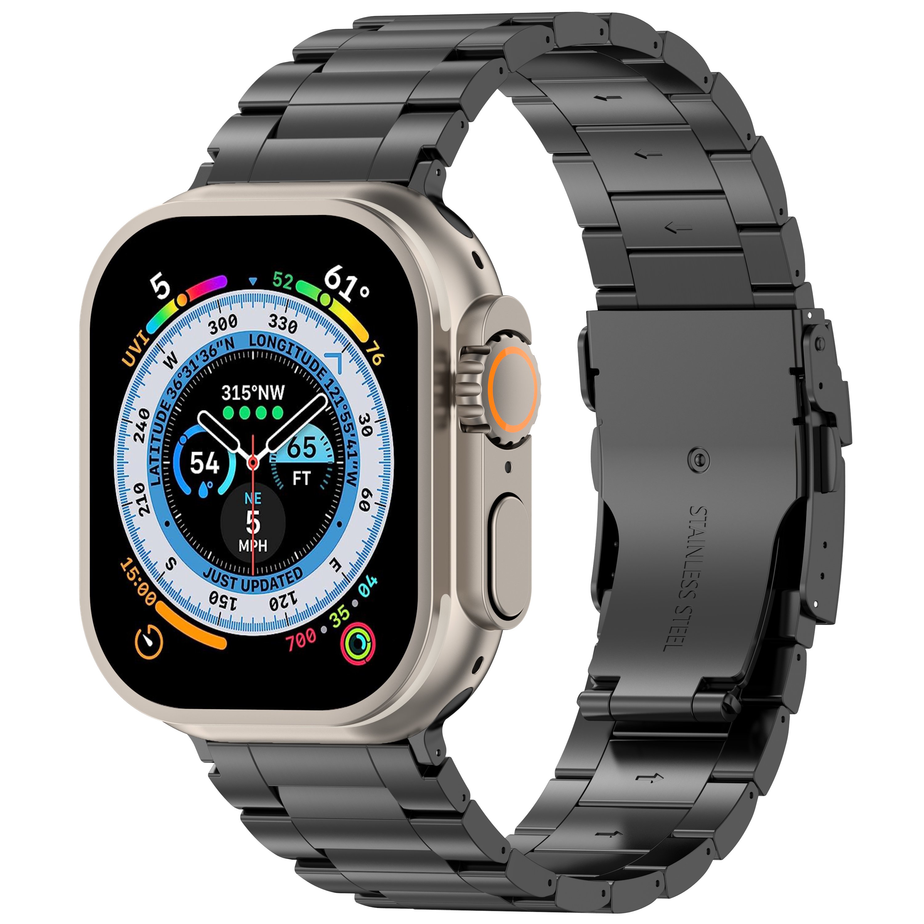 Luxury Watch Strap With Convex Head And Horizontal Titanium Strap And Stainless Steel Buckle For Appl Huawei Smart Watch