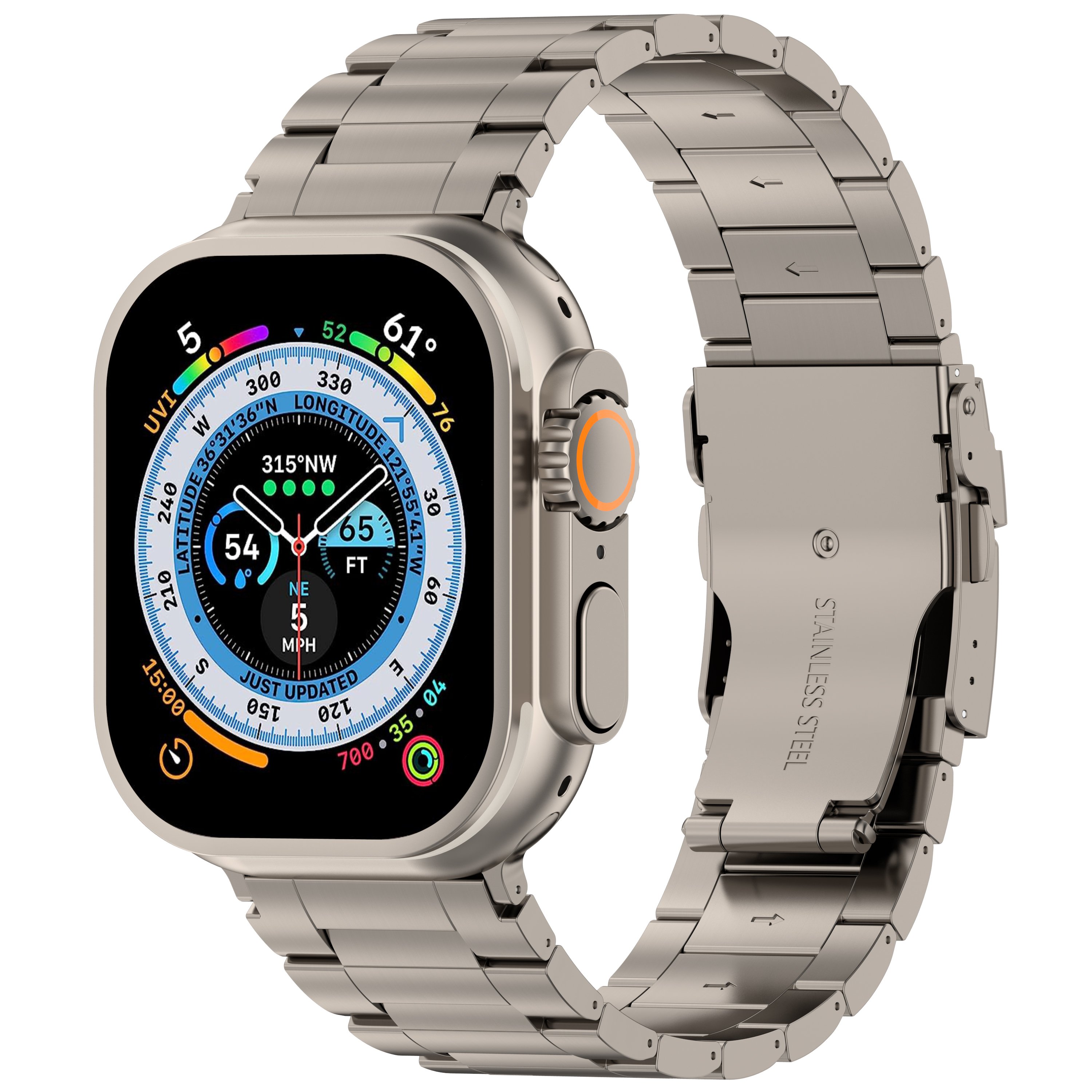 Luxury Watch Strap With Convex Head And Horizontal Titanium Strap And Stainless Steel Buckle For Appl Huawei Smart Watch