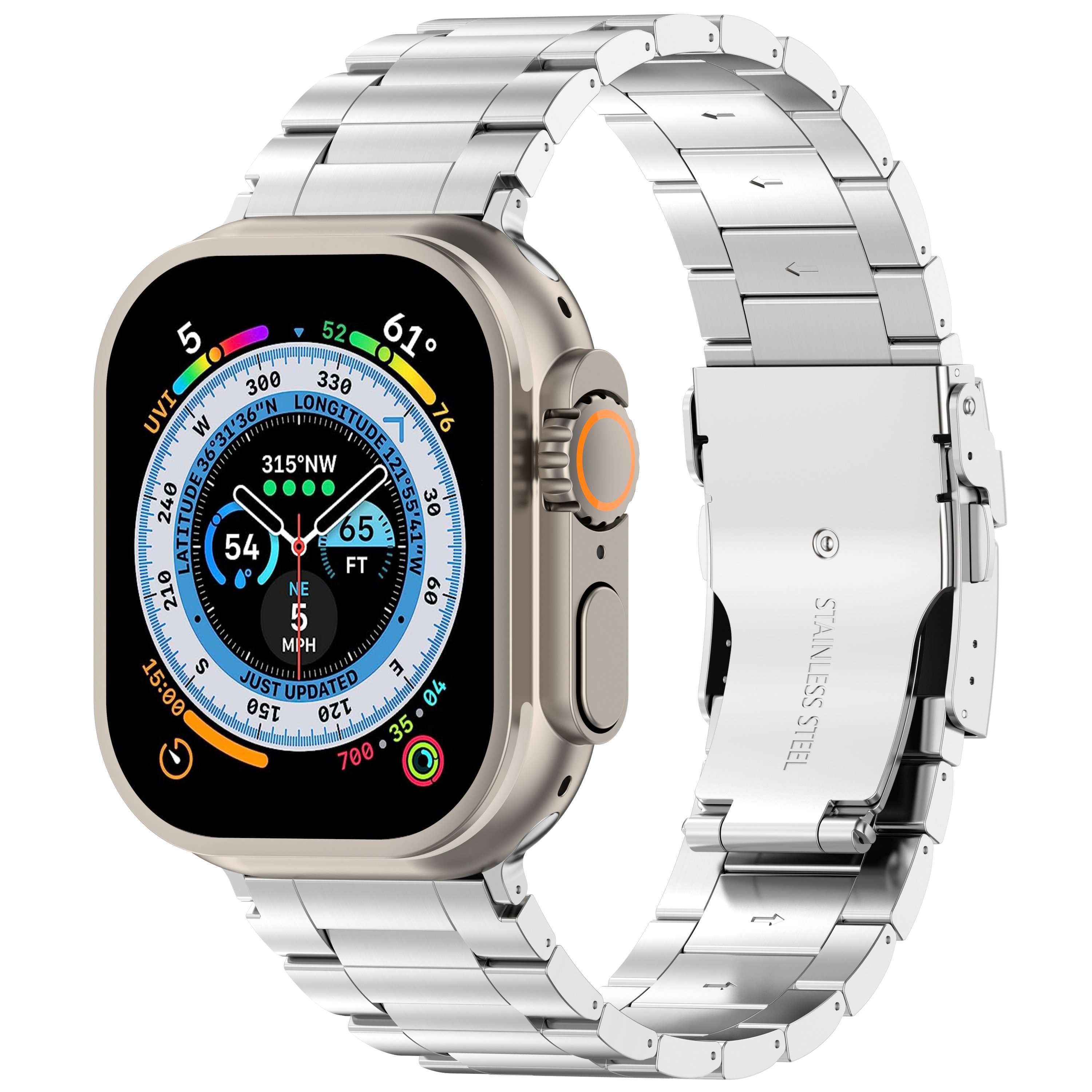 Luxury Watch Strap With Convex Head And Horizontal Titanium Strap And Stainless Steel Buckle For Appl Huawei Smart Watch