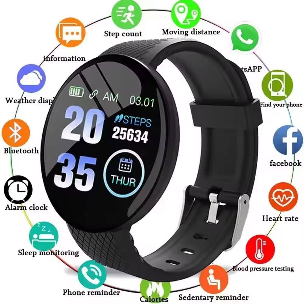 D18 Smart Watch Men Women Smartwatch Digital Watches Sports Fitness Tracker Watch Blood Pressure Waterproof Shenzhen Rubber Oled