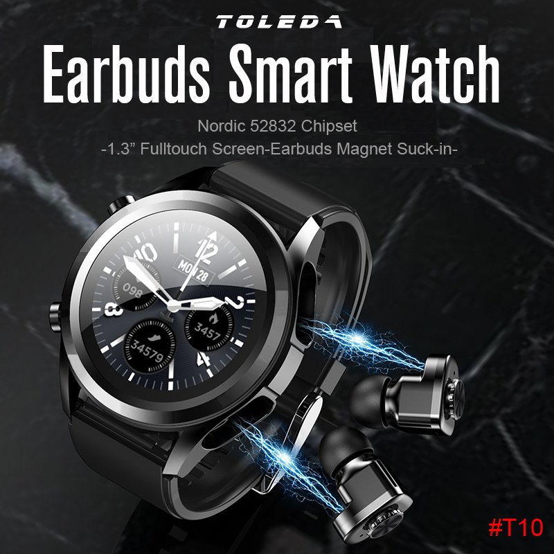 New Arrivals T10 sports watch for Earphones Blood Pressure Oxygen Heart Rate Sleep Monitoring smart watches
