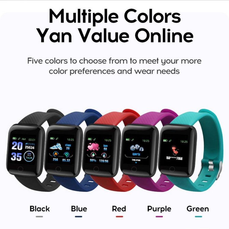 Hot Selling 116 plus colorful smart watch wrist band bracelet blood pressure sport wristband fitness D13 smartwatch