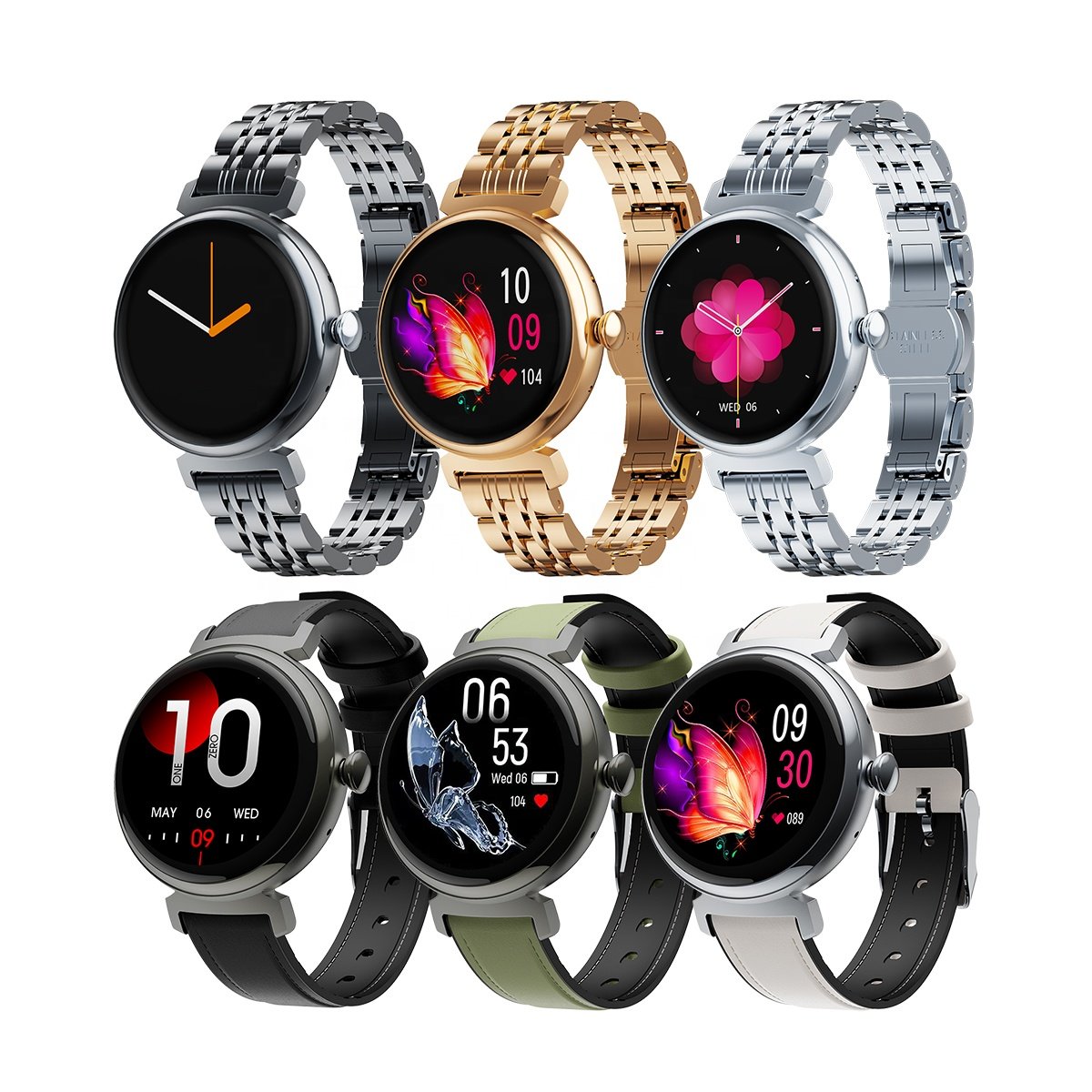 Fashion 1.04inch Small Display Support BT Call Fitness Tracker APP FitCloudPro New AMOLED Smart Watch DM70 for Women