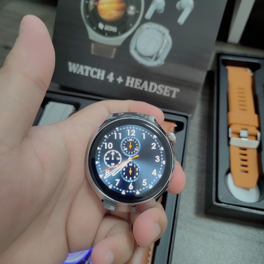 2024 New model 40mm big screen round smart watch for men Leather strap men smartwatch D21watch 4 SET