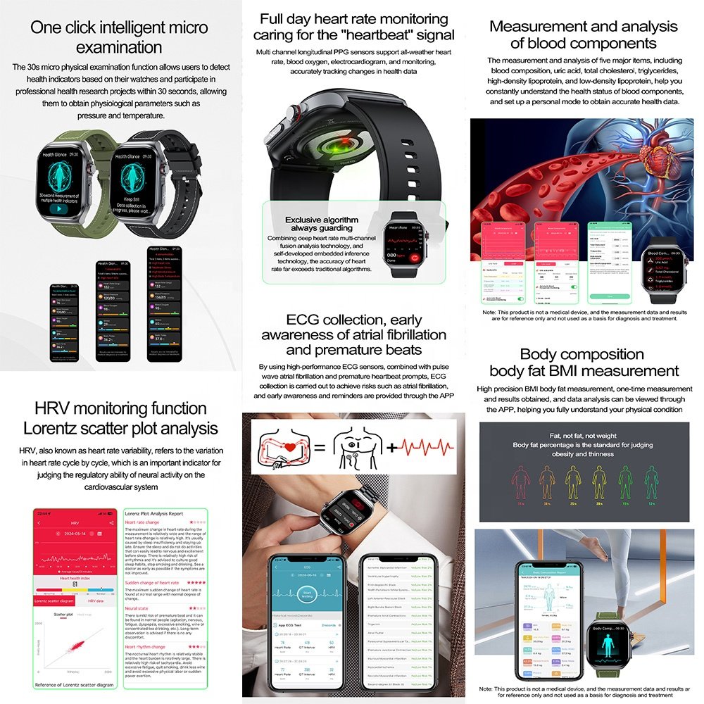 2.04 inch AMOLED screen NFC BT SOS emergency call phone talking ET585 smartwatch sleep ECG health monitoring smart watch ET585