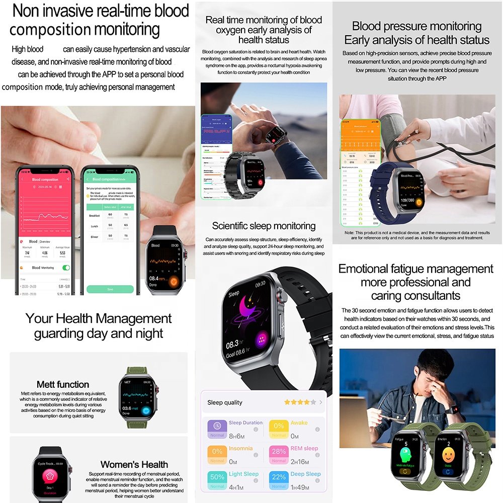 2.04 inch AMOLED screen NFC BT SOS emergency call phone talking ET585 smartwatch sleep ECG health monitoring smart watch ET585