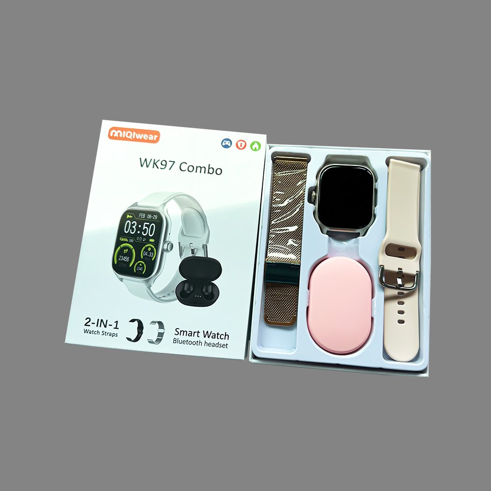 OEM Wholesale WK97 Combo Smart Watch Calculators Function Wristband Full Touch Screen TWS Headset WK97 Watch For Men And Women