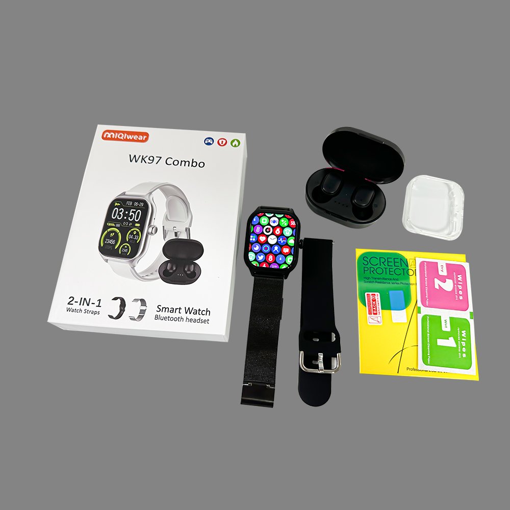 OEM Wholesale WK97 Combo Smart Watch Calculators Function Wristband Full Touch Screen TWS Headset WK97 Watch For Men And Women