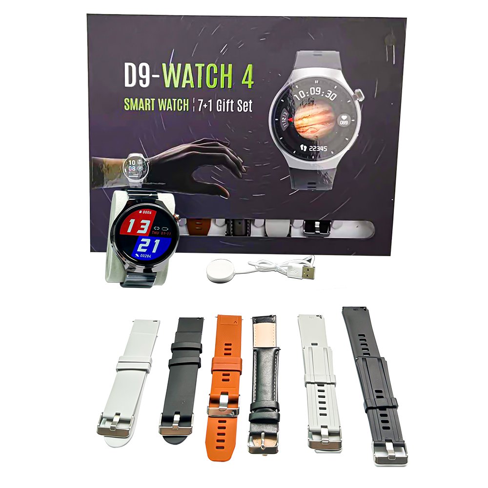 New arrival D9-watch 4 pro 7 in 1 set fitpro 1.52 round screen BT call heart rate sport watch for men reloj smart watch 2024